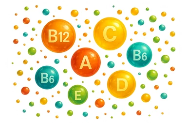 particelle di vitamine fluttuano in aria sticker