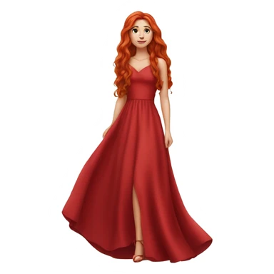 Fair-skin-elegant-girl-in-red-long-dress-with-long-red-hair sticker