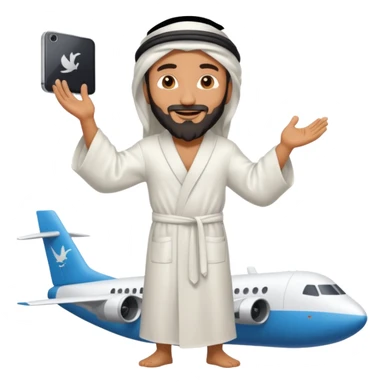 Osama bin Ladin standing on top of a plane with legs and a white robe standing on top of the plane sticker