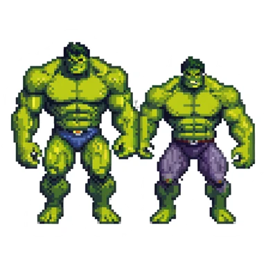 Classic Savage Hulk, Gray Hulk, and Professor Hulk forms in 8-bit style sticker