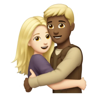 Brown hair boy hug a blonde hair girl sticker