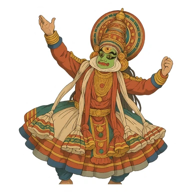 Kathakali performer with ornate costume and expressive pose sticker