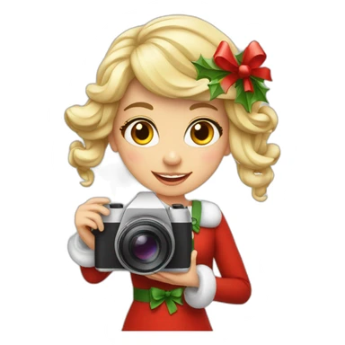 Christmas girl in front of stereocamera sticker