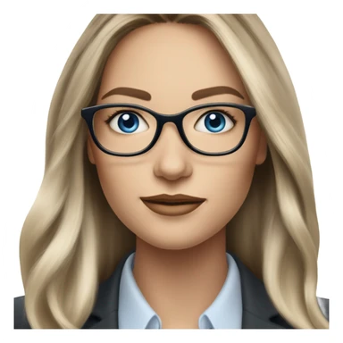 Shoulder length Balayage pale beautiful corporate woman with glasses and blue eyes sticker