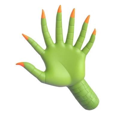 realistic reptilian hand palm down, textured scales and sharp claws, expressive emoji style sticker