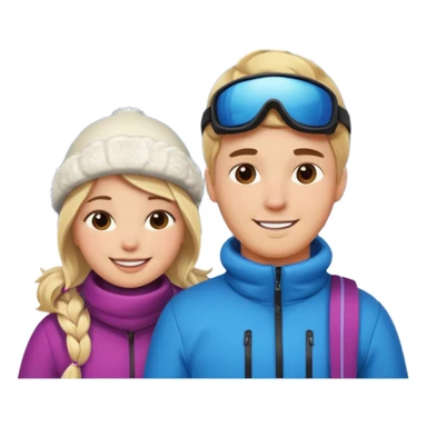 blonde guy with chubby brunette girl in ski 🎿 resort sticker