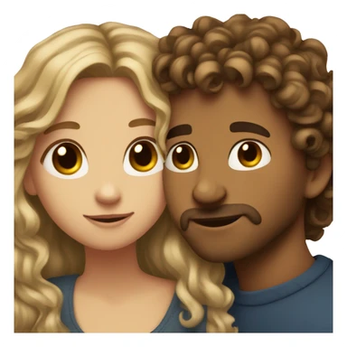 Girl with dirty blonde hair and brown eyes.. hugging guy with curly brown hair  sticker