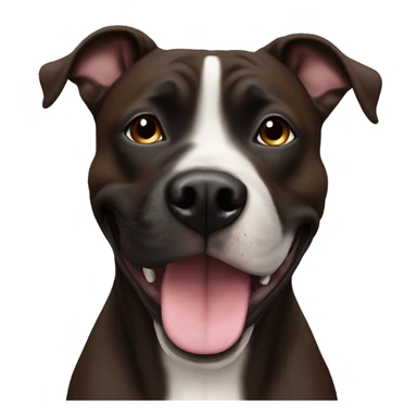 Happy 6 year old dark brown staffy with black nose sticker