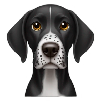 black german shorthair pointer, long snout, full black head, without white on the head, with white hair on the snout, black and white spotted body sticker