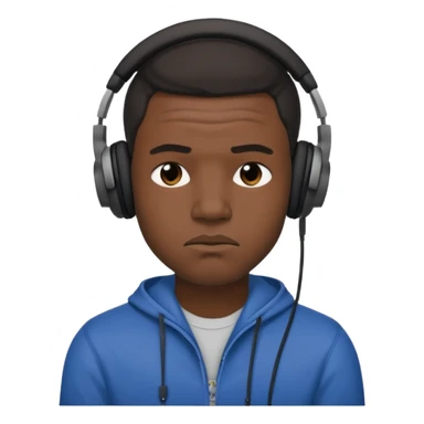 A 25-year-old black man with headphones on and pouting. sticker