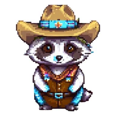 raccoon with a large cowboy hat sticker