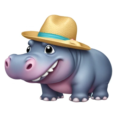 hippo with a hat and bikini on sticker