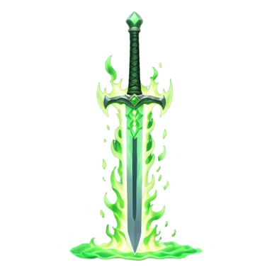 sword burning green flame sticker