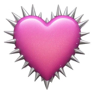 pink glittery heart with chrome spikes sticker