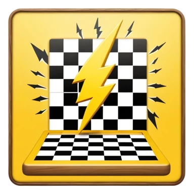 a yellow lightning hitting a chess board sticker