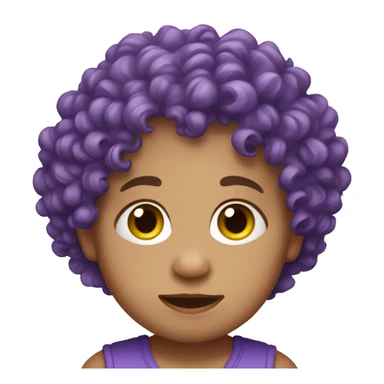 European, purple curly hair, baby, ,boy,earring. sticker