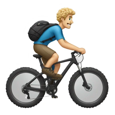  a white guy with curly blonde that is biking on a mountain bike sticker