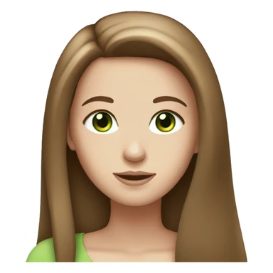 White girl with long brown straight hair and green eyes sticker