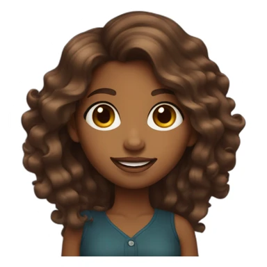 Brown girl with long wavy hair big eyes smily face works as a designer sticker