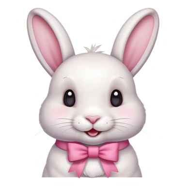 happy rabbit with a pink bow sticker