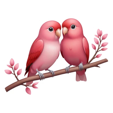 Romantic reddish-pinkish lovebirds on a pastel branch sticker