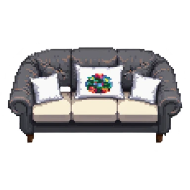 cozy sofa with pillows, inviting and plush sticker