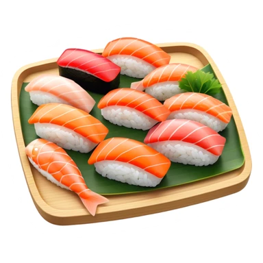 Sushi Cinematic Realistic Sushi Dish Emoji, depicted as one or two artfully arranged pieces of fresh sushi, rendered with delicate textures and subtle, natural lighting that highlights its refined simplicity. sticker