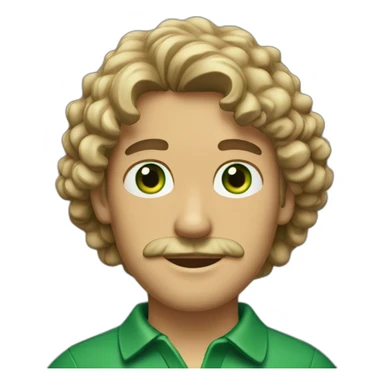 man-young-long-curly-hair-italian-green-eyes-mustache-dark-polo-shirt sticker