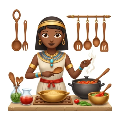 ancient Egyptian cooking scene in hieroglyphic style sticker