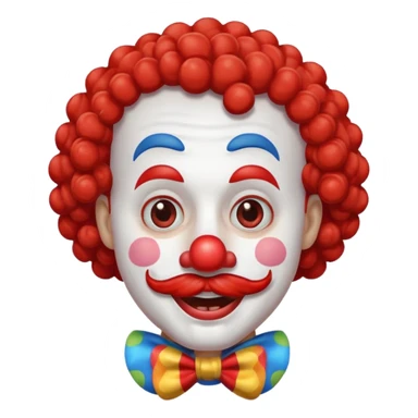 Classic clown — curly mustache, red nose sticker