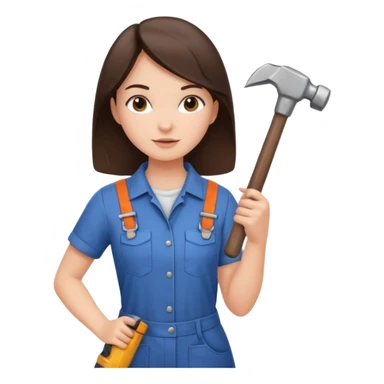 brunette girl renovating her apartment sticker