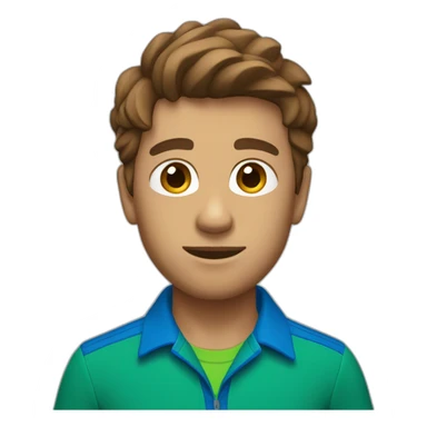 white climber brown hair with a blue shirt and green shorts. sticker