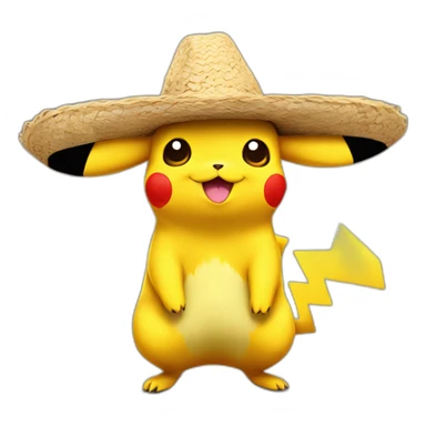 pikachu wearing sombrero with mustache sticker