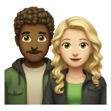 brown haired boy with brown eyes and facial hair and a blonde girl with curly hair and green eyes  sticker