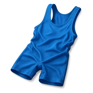 realistic icon of a bright blue wrestling singlet uniform, brightly lit, spread out as if loosely laying on a table, isolated on transparent background, with different fold or perspective sticker
