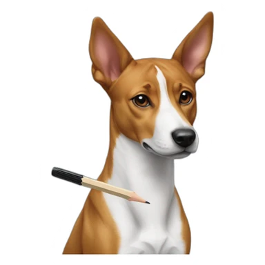 Basenji sits on a pencil sticker
