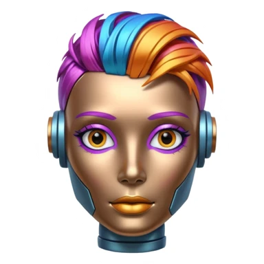 robot with color hair sticker