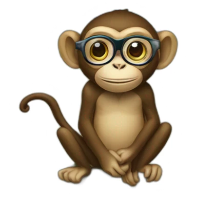 Monkey with spectacles and umbrella on tree sticker