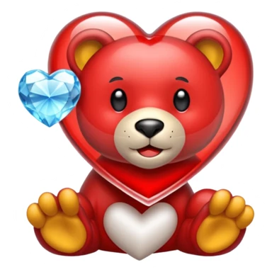 Oso de cristal con un corazón rojo sticker