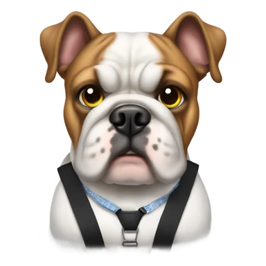 Bulldog wearing suspenders  sticker