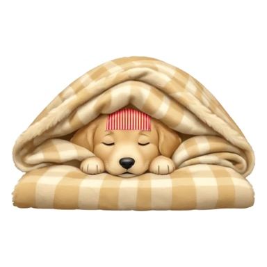golden retriever puppy sleeping with a blanket sticker