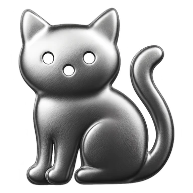 icon of a cat with shiny metallic chrome finish sticker