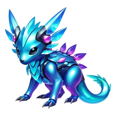  Epic legendary rare Shiny sparkly transparent bioluminescent luminescent vibrant bright pastel dark exotic iridescent colorful gradients futuristic modern metallic glossy glittery fantasy-cyber-Protogen-Fakémon-Pokémon-Vernid-creature sticker