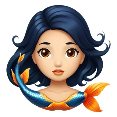 koi mermaid with tanned skin and long black hair sticker