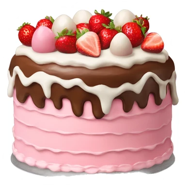Pink strawberries and cream birthday cake  sticker