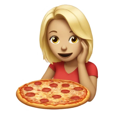 Drunk blonde eating pizza sticker