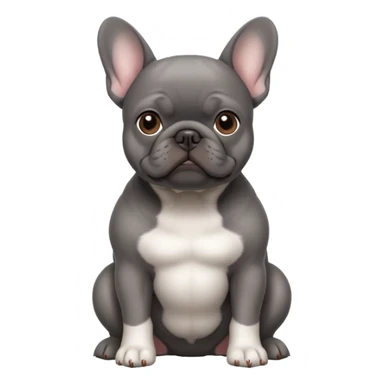 dark gray french bulldog with brown eyes and white belly sticker