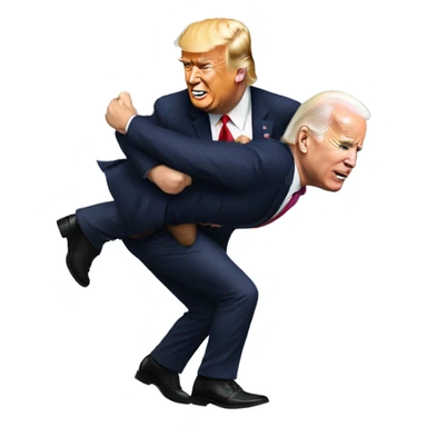 donald trump giving joe biden a piggy back ride  sticker