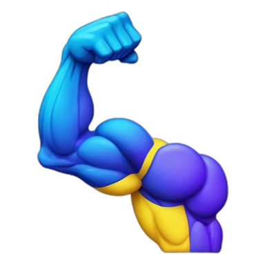 Generate an Flexed Biceps icon in the style of "artificial intelligence" using neon shades of blue, yellow and purple. it should be simple and minimalistic enough to remove the background. sticker