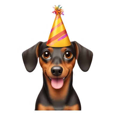 Wiener dog and a party hat sticker